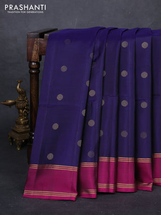 Violet & Magenta Pink Pure Soft Silk Saree - Buttas