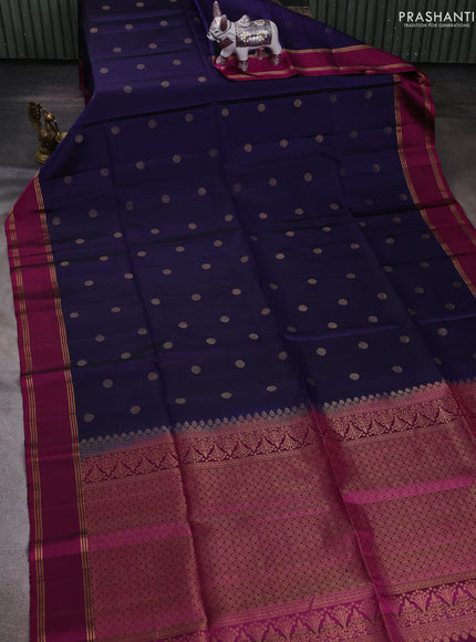 Violet & Magenta Pink Pure Soft Silk Saree - Buttas