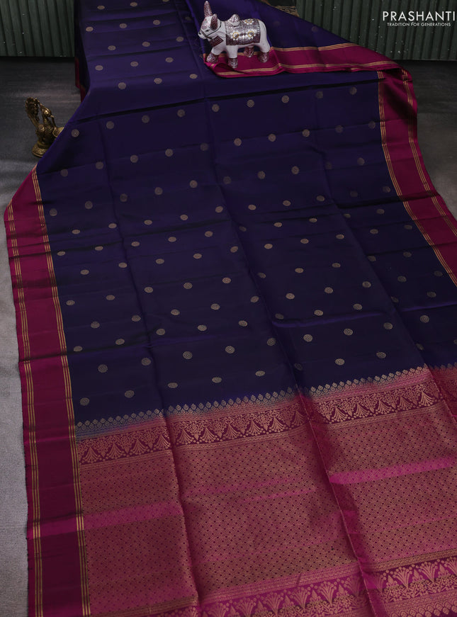Violet & Magenta Pink Pure Soft Silk Saree - Buttas