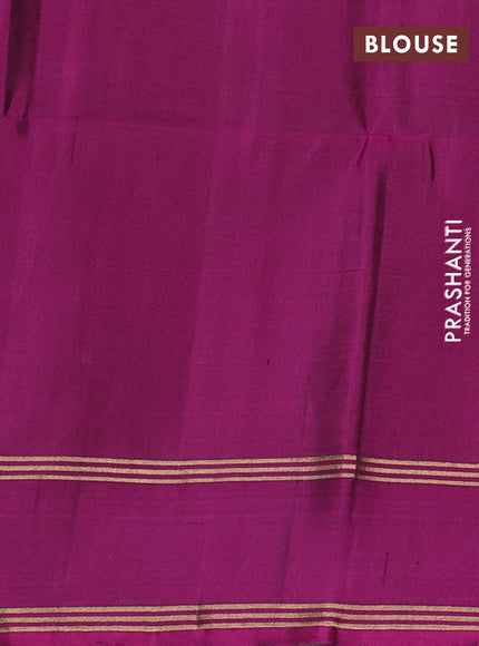 Green & Magenta Pink Pure Soft Silk Saree - Buttas