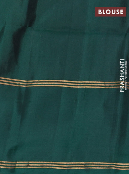 Mustard Yellow & Peacock Green Pure Soft Silk Saree - Buttas