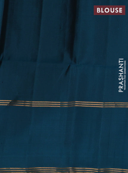 Blue & Peacock Blue Pure Soft Silk Saree - Buttas