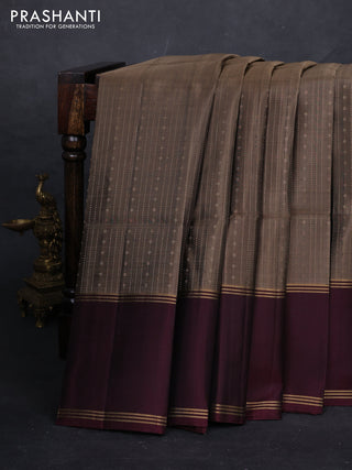 Grey & Wine Pure Soft Silk Saree - Buttas