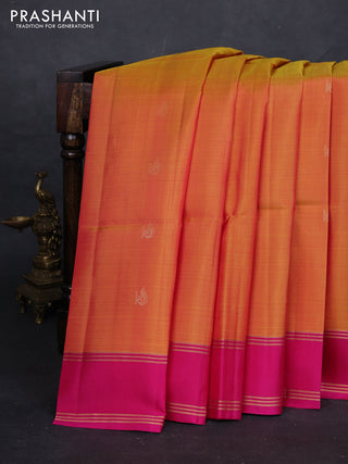 Sunset Orange & Pink Pure Soft Silk Saree - Buttas
