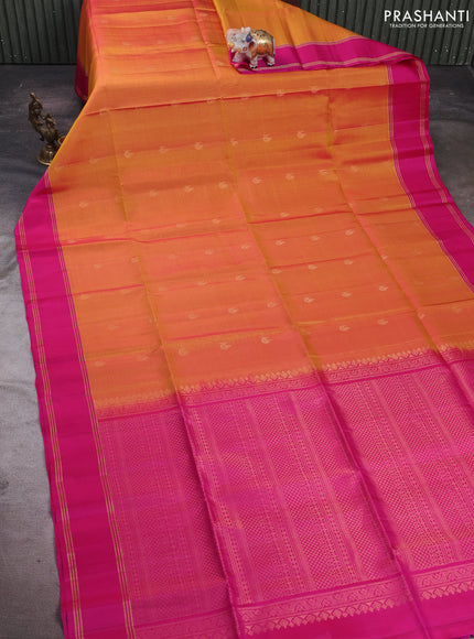 Sunset Orange & Pink Pure Soft Silk Saree - Buttas