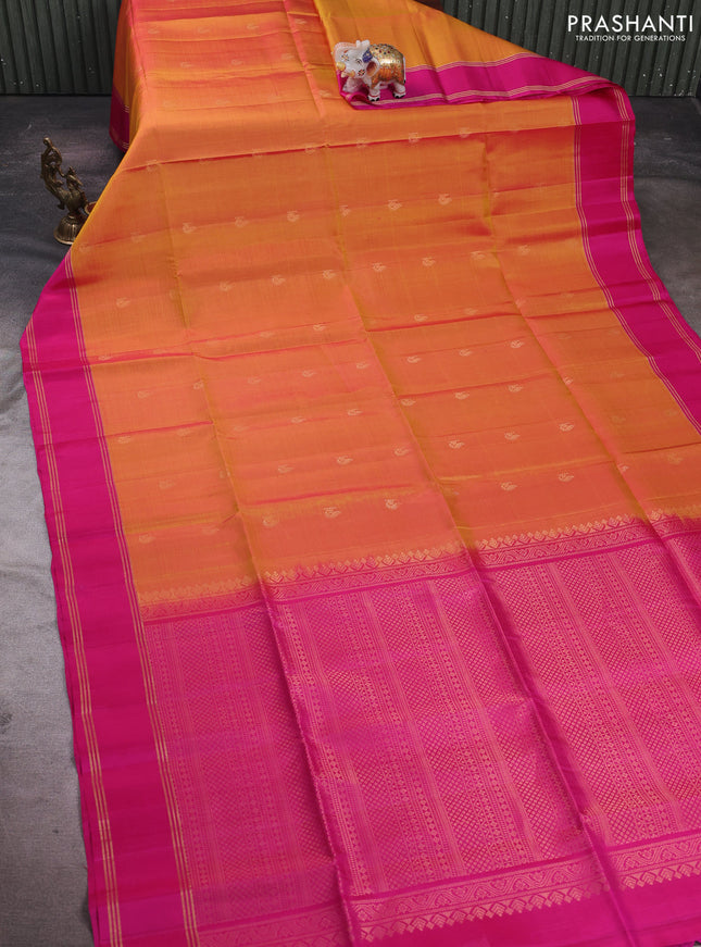 Sunset Orange & Pink Pure Soft Silk Saree - Buttas