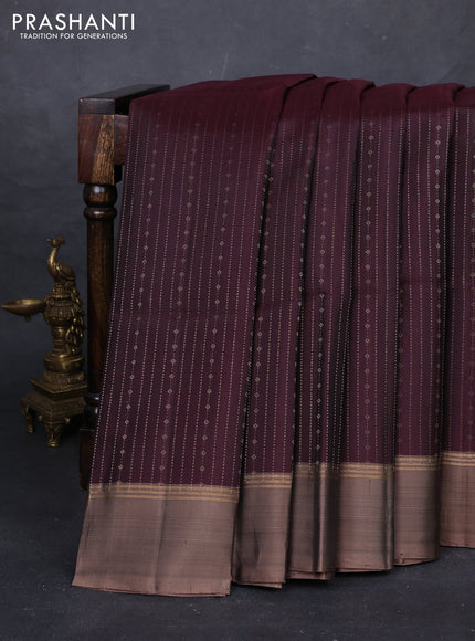 Coffee Brown & Brown Pure Soft Silk Saree - Buttas