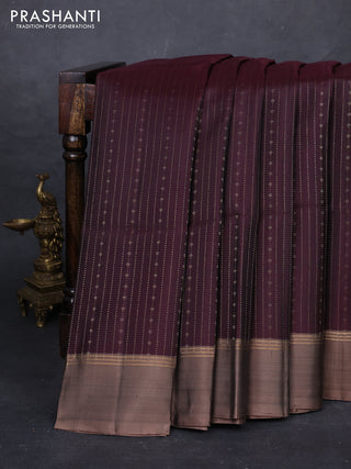 Coffee Brown & Brown Pure Soft Silk Saree - Buttas
