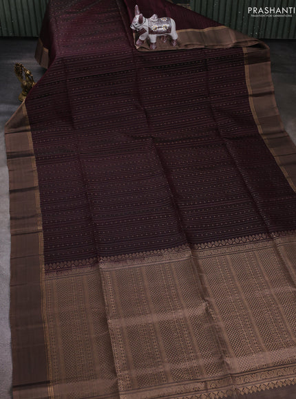 Coffee Brown & Brown Pure Soft Silk Saree - Buttas