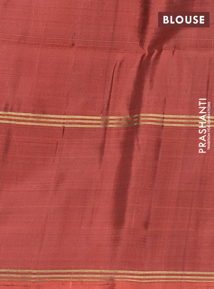 Black & Orange Pure Soft Silk Saree - Buttas