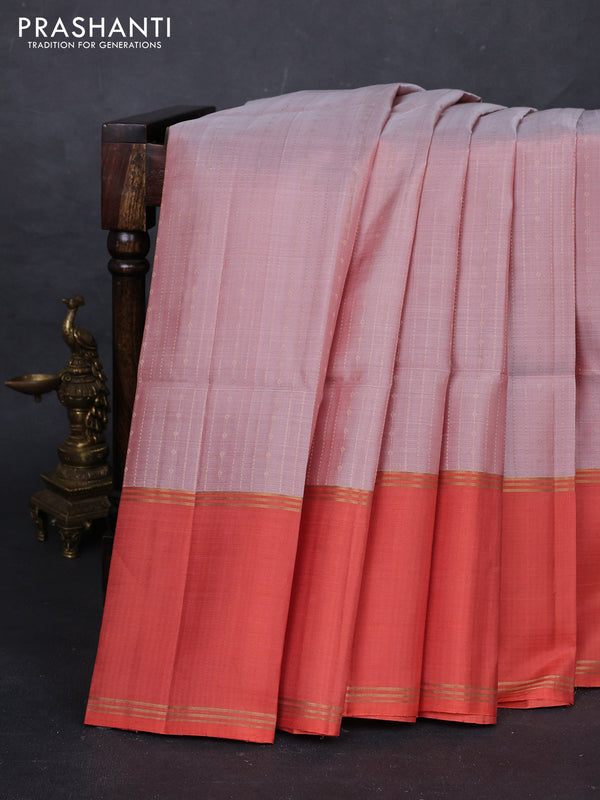 Pastel Pink & Peach Orange Pure Soft Silk Saree - Buttas