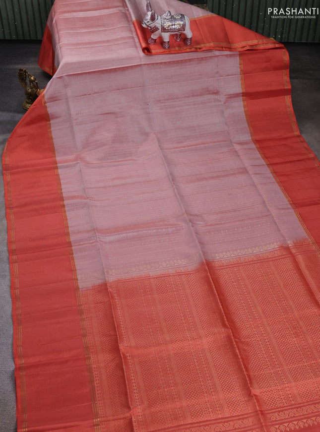 Pastel Pink & Peach Orange Pure Soft Silk Saree - Buttas