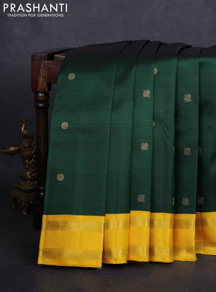 Bottle Green Pure Kanchipuram Silk - Korvai Border
