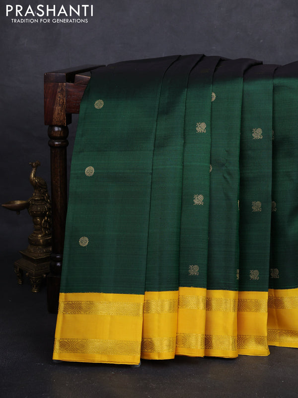 Bottle Green Pure Kanchipuram Silk - Korvai Border