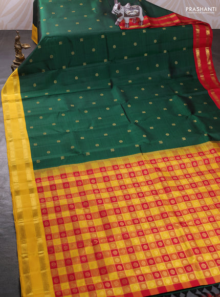 Bottle Green Pure Kanchipuram Silk - Korvai Border
