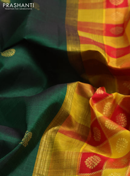 Bottle Green Pure Kanchipuram Silk - Korvai Border