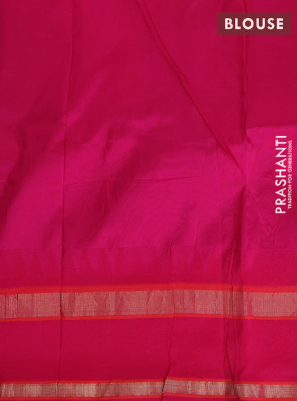 Cream & Pink Pure Gadwal Silk - Hand Painted