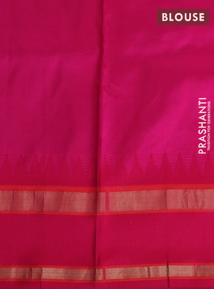 Off White & Pink Pure Gadwal Silk - Hand Painted