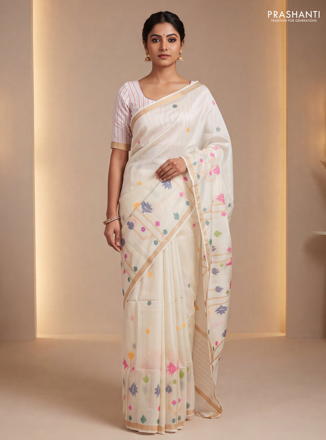 Off White Munga Tussar Silk