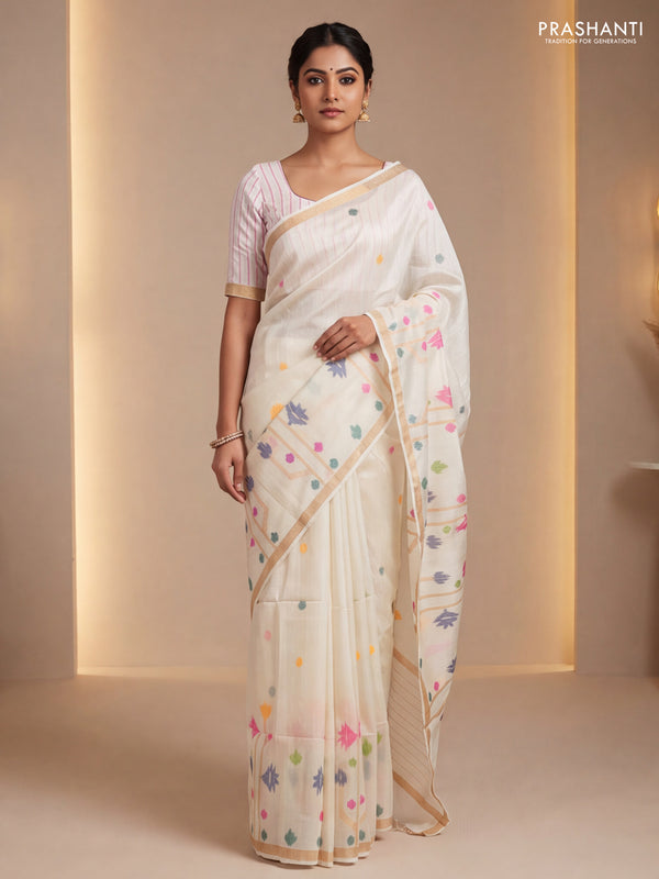 Off White Munga Tussar Silk