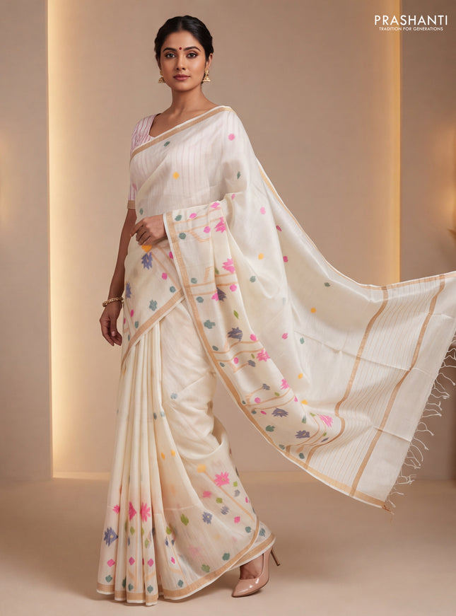 Off White Munga Tussar Silk