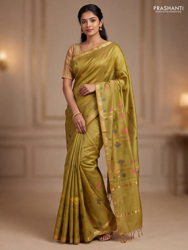 Mustard Munga Tussar Silk