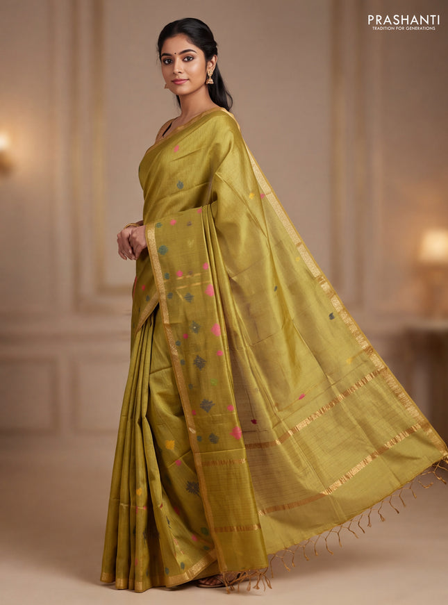 Mustard Munga Tussar Silk