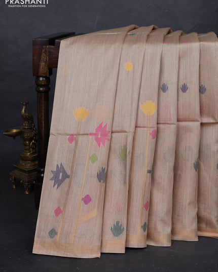 Beige Munga Tussar Silk