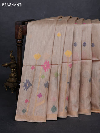 Beige Munga Tussar Silk