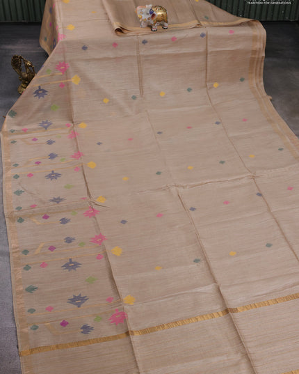 Beige Munga Tussar Silk