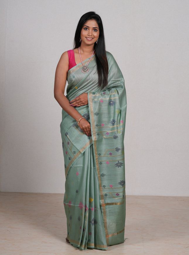 Pastel Green Munga Tussar Silk