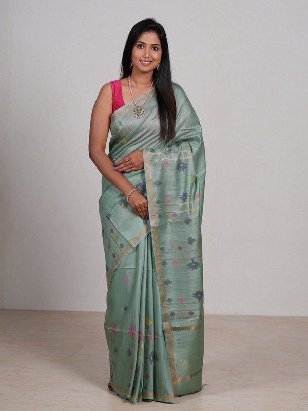 Pastel Green Munga Tussar Silk