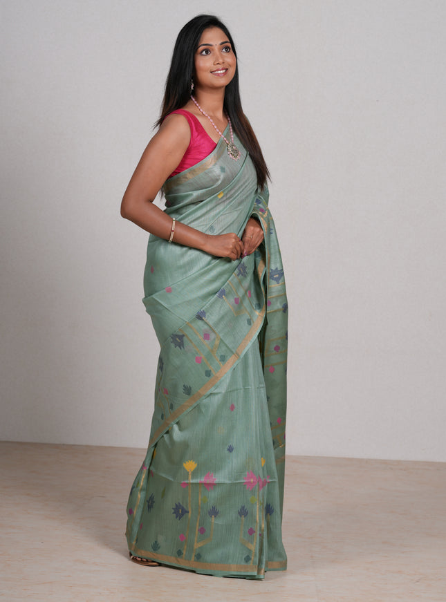 Pastel Green Munga Tussar Silk