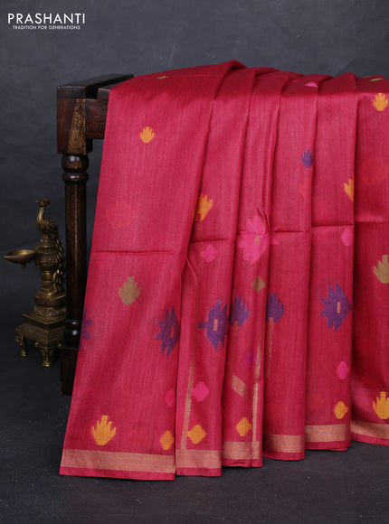 Maroon Munga Tussar Silk