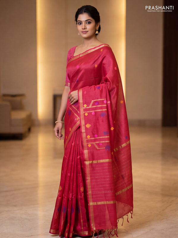 Maroon Munga Tussar Silk