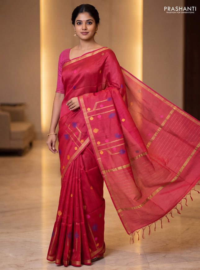 Maroon Munga Tussar Silk