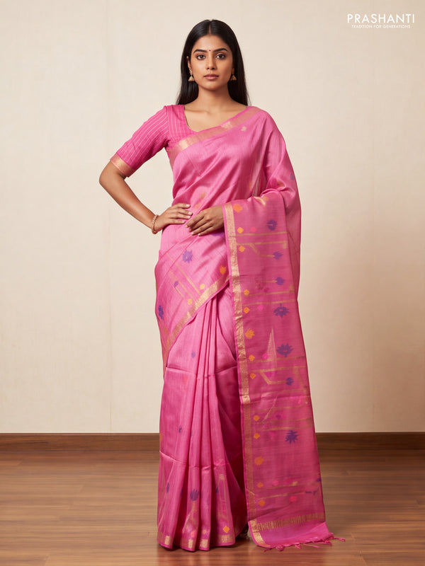 Pink Munga Tussar Silk