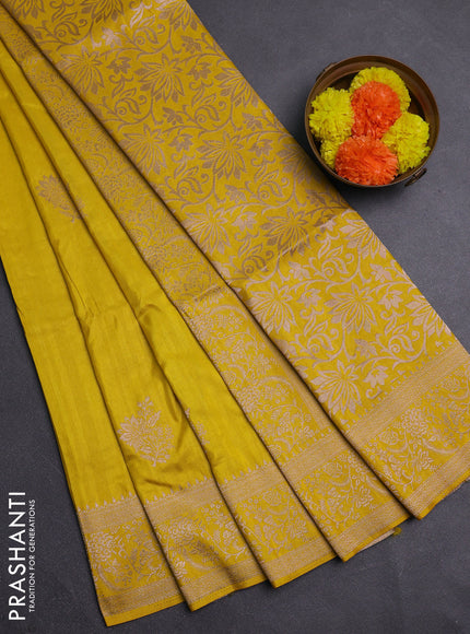 Yellow Semi Soft Silk Saree