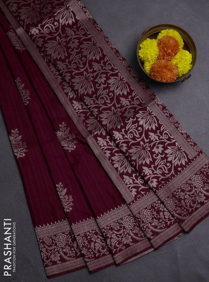 Wine Semi Soft Silk Saree