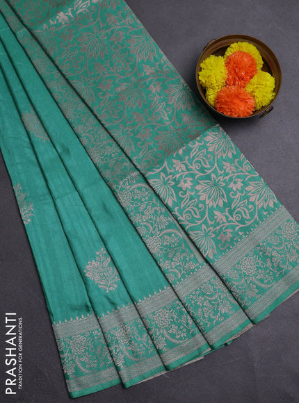 Teal Green Semi Soft Silk Saree
