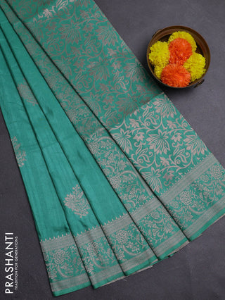 Teal Green Semi Soft Silk Saree