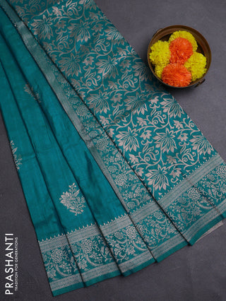 Teal Green Semi Soft Silk Saree