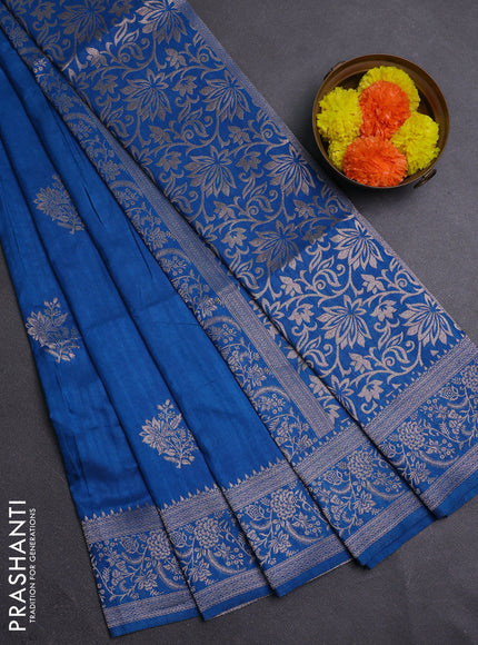Peacock Blue Semi Soft Silk Saree