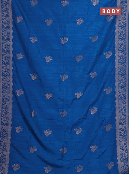 Peacock Blue Semi Soft Silk Saree