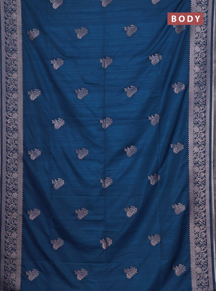 Peacock Blue Semi Soft Silk Saree