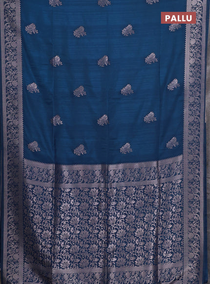 Peacock Blue Semi Soft Silk Saree