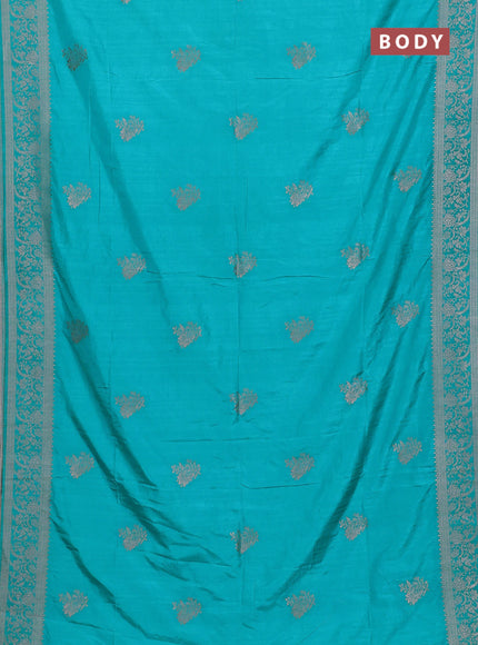 Teal Blue Semi Soft Silk Saree