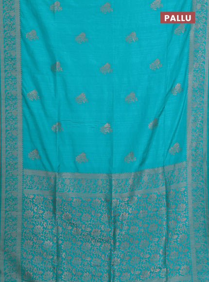 Teal Blue Semi Soft Silk Saree