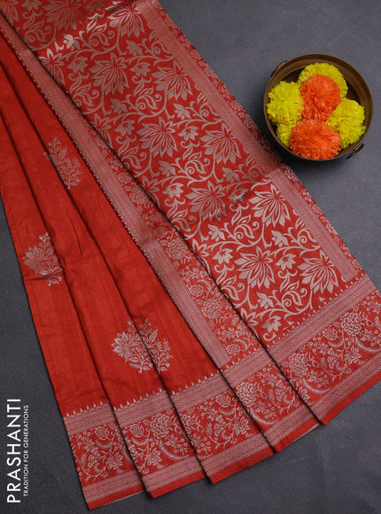 Rust Semi Soft Silk Saree