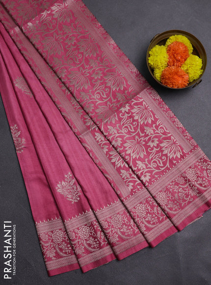Pink Semi Soft Silk Saree